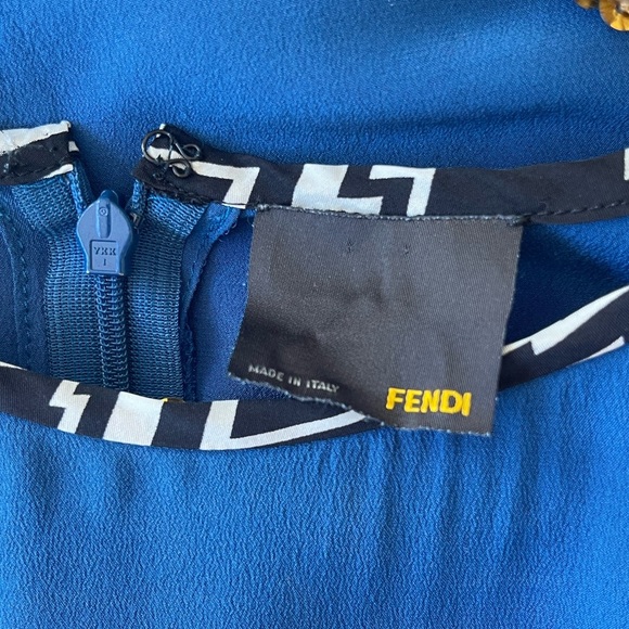 FENDI Womens Size 50 L/XL Blue with Logo Trim Top - Picture 3 of 13